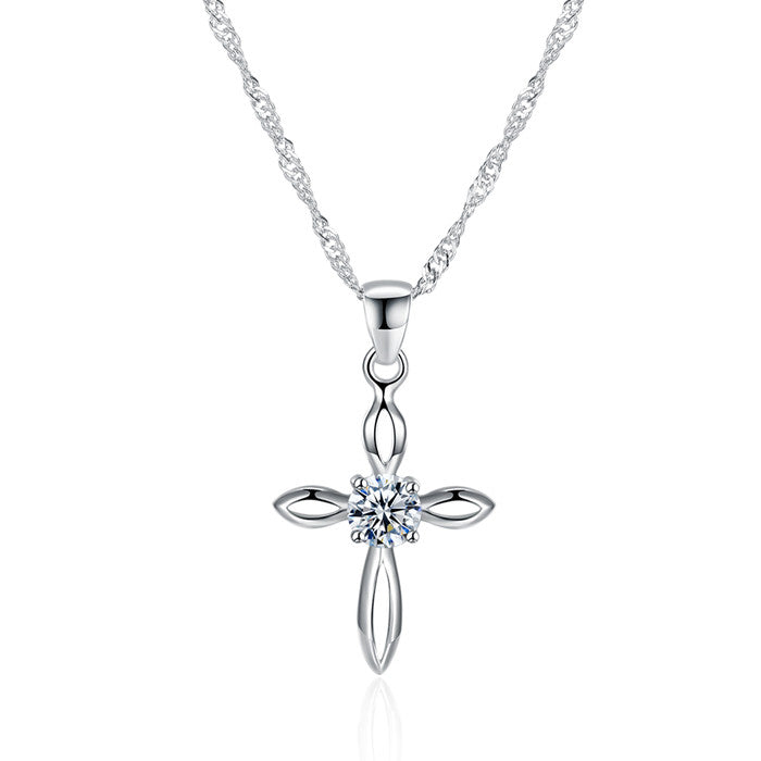 necklace of SH-N0052, 925 silver cross pendant with fine jewelry chain, wedding necklaces for Woman, Valentine's gift.