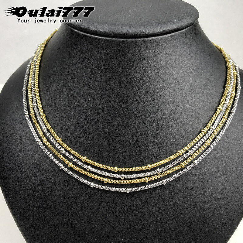 necklace womenSteel color chains the neck gold stainless steel chain ecklace Steel color woman accessories on the neck Jewellery