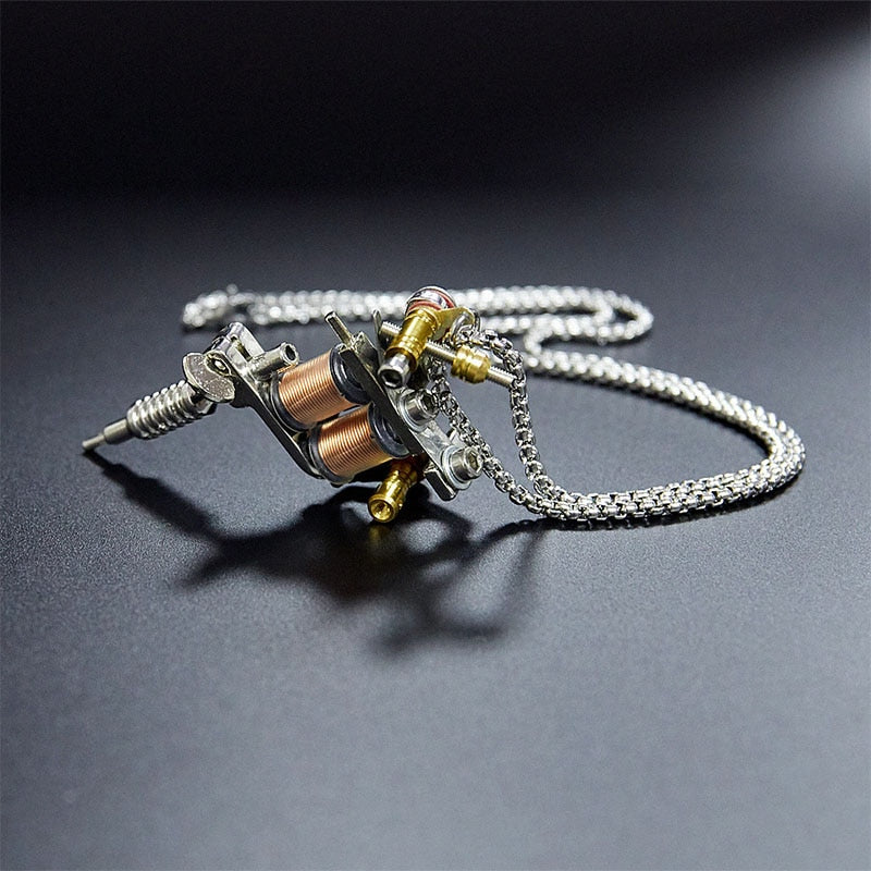 necklaces men Steampunk big pendant TATTOO tattoo machine chain necklace stainless steel pendant necklace jewelry on the neck