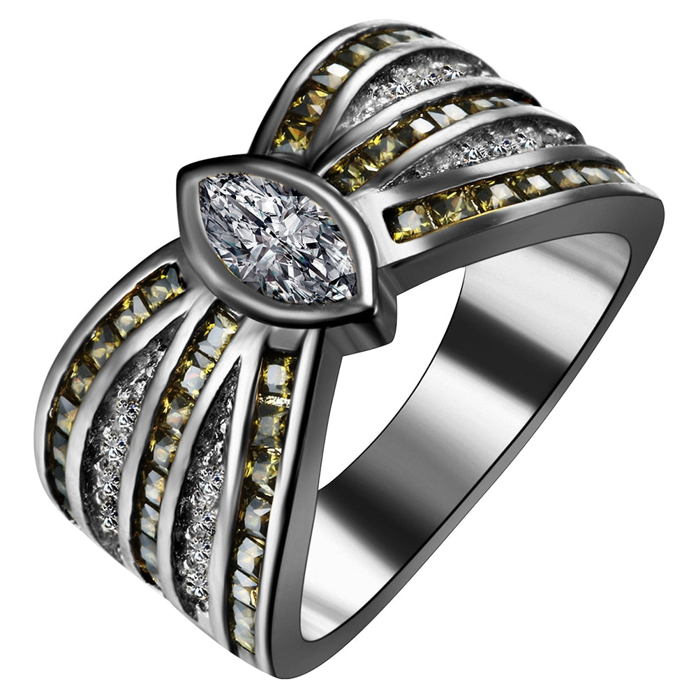 new aliexpress shop black ring olive green zircon for women wedding gift fashion elegant Vintage butterfly engagement ring