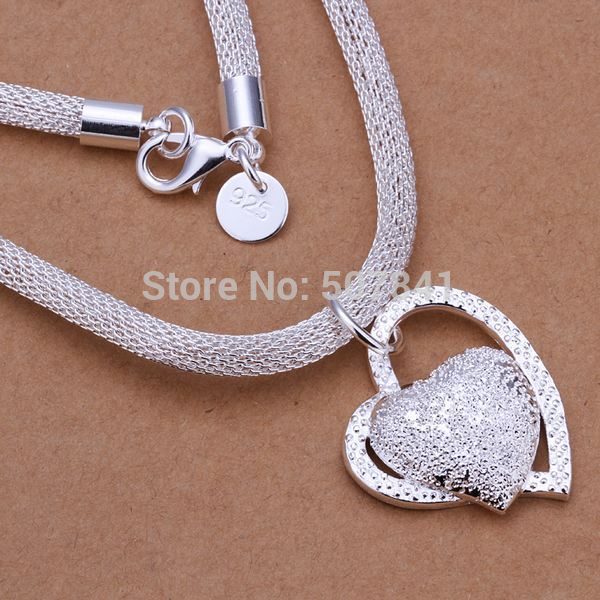 new arrive   silver Plated necklace jewelry silver jewelry fashion cute Heart pendant necklace TOPquality N270