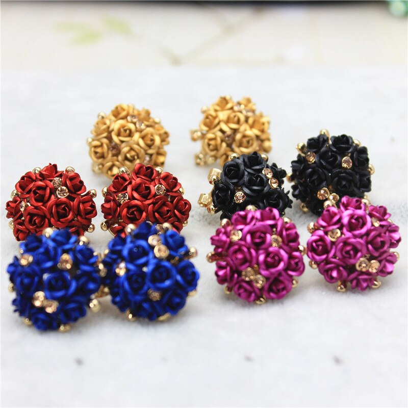 design brand jewelry rose flower Summer style stud earring gold Happy marriage earring for women gift