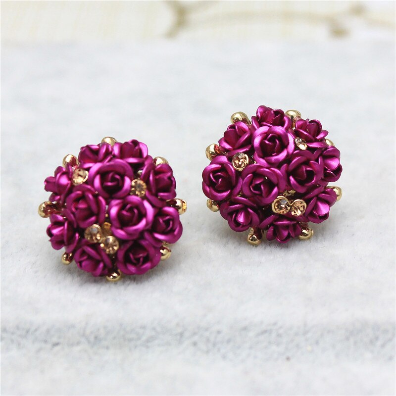 design brand jewelry rose flower Summer style stud earring gold Happy marriage earring for women gift