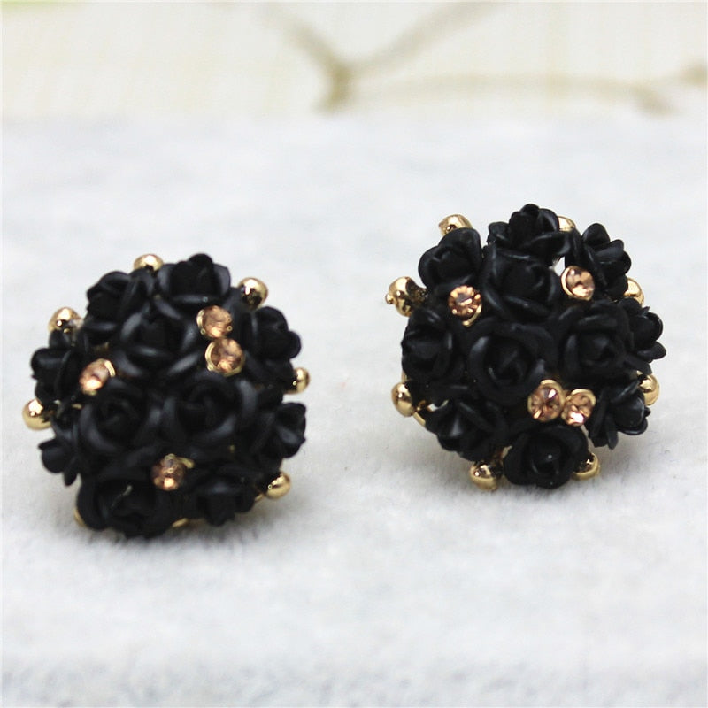 design brand jewelry rose flower Summer style stud earring gold Happy marriage earring for women gift