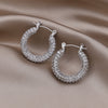 design jewelry exquisite copper inlaid zircon small hoop earrings simple temperament geometric female daily earrings