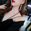 design jewelry  full crystal earrings exaggerated rectangular earrings wedding party earrings for women