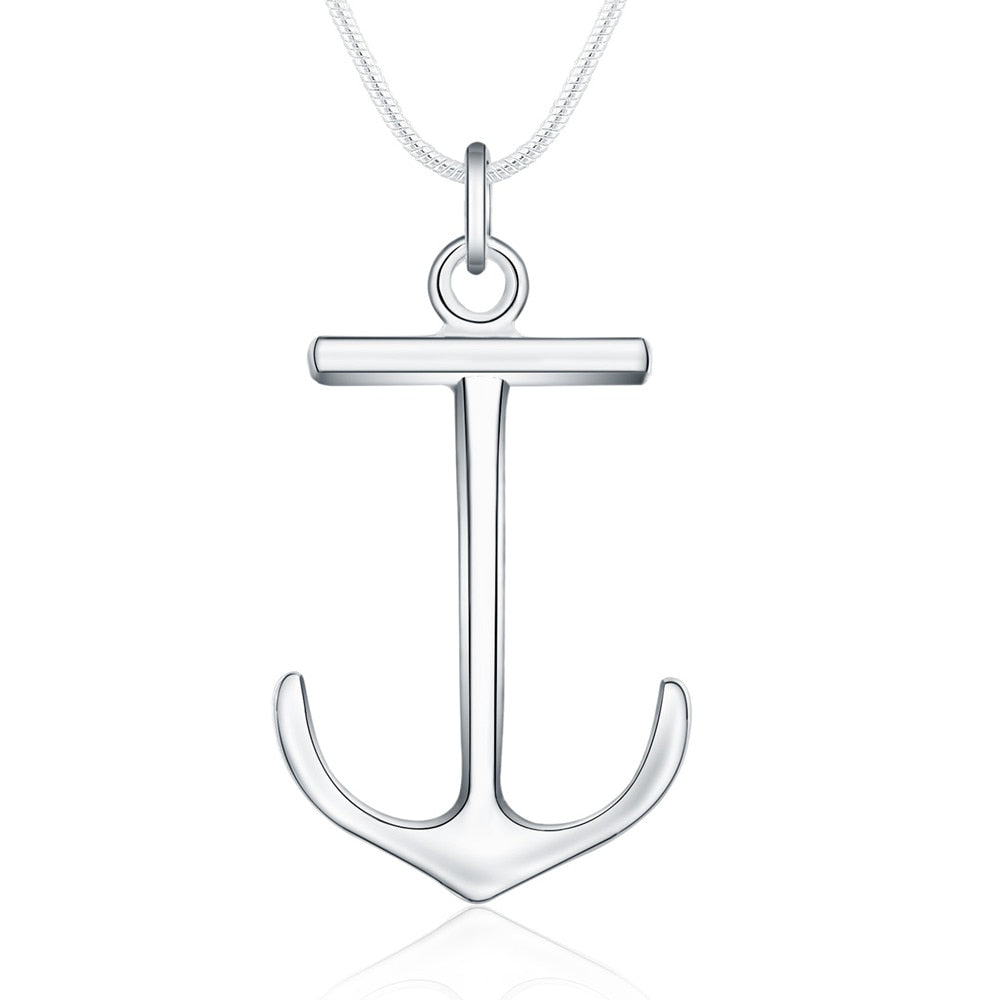 new fashion silver plated charms Anchors charms men women cute nice hot necklace jewelry simple women necklace