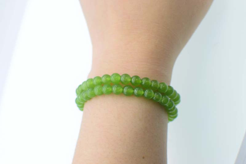 new green round jade 6mm bracelet 7.5inch   beads nature
