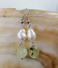 one pair pearl white baroque amethyst/prehnite earrings   beads nature