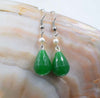 one pair pearl white near round shape 4-5mm +green jade earrings   beads nature
