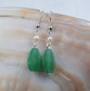 one pair pearl white near round shape 4-5mm +green jade earrings   beads nature