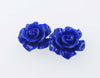 one pair green /blue/red/pink carved flower 12mm stud copal earrings   beads nature