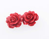 one pair green /blue/red/pink carved flower 12mm stud copal earrings   beads nature