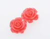 one pair green /blue/red/pink carved flower 12mm stud copal earrings   beads nature