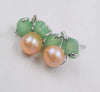 one pair white/black/pink/purple pearl earrings coin green jade flower 6-7mm   beads nature