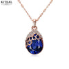 online shopping india  pendant necklace rose golden blue crystal zircon necklace for women 18inch chain choker Costume Jewellery