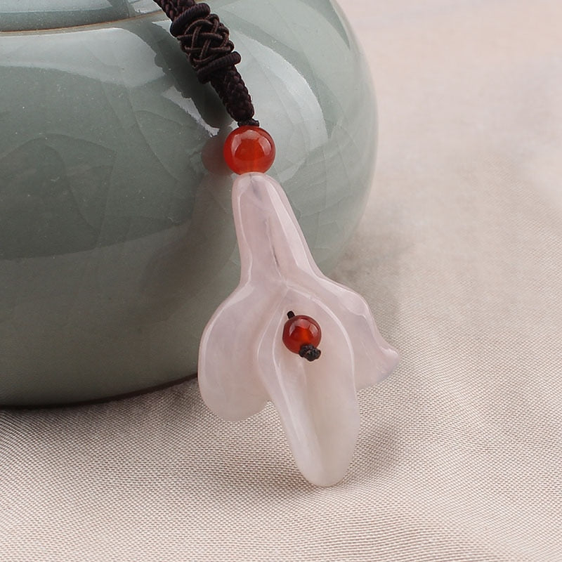 orchid flowers Nature stone pendant jewelry Ethnic  Nepal vintage exotic necklace for women