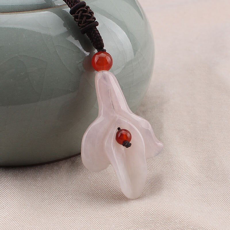 orchid flowers Nature stone pendant jewelry Ethnic  Nepal vintage exotic necklace for women