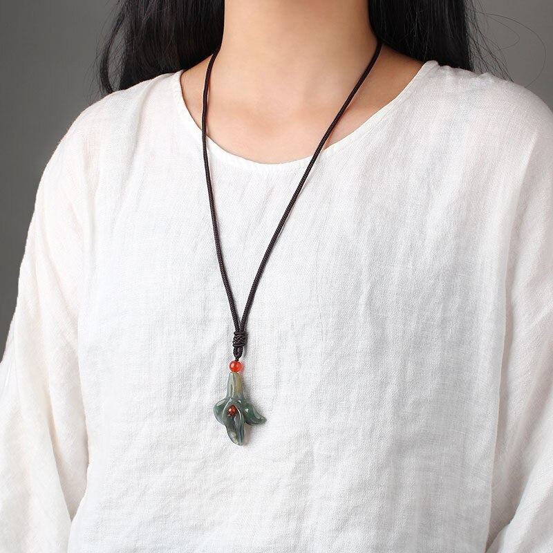 orchid flowers Nature stone pendant jewelry Ethnic  Nepal vintage exotic necklace for women