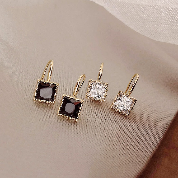 orea jewelry exquisite elegant simple square zircon earrings daily wild earrings for women gift