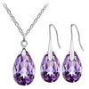 party wedding summer beach brand bridal Austrian Crystal tear drop pendant necklace earrings jewelry sets 80335