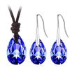 party wedding summer beach brand bridal Austrian Crystal tear drop pendant necklace earrings jewelry sets 80335