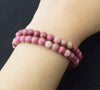 pink Rhodochrosite round 6mm bracelet 7.5inch   beads nature gemstone