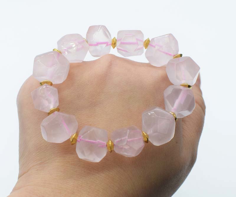 pink sunstone/lemon quartz/pink/white/prehnite faceted 13*18mm baroque bracelet 7.5inch   beads nature gemstone