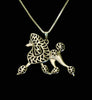 poodle Dog necklace Handmade Carved hollow accessory jewelry golden colors plated fast delivery