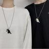 punk  Alloy Cartoon Dinosaur Pendant Necklace for Women Men O-shape Chains on The Neck Couple Chain Necklaces Grunge Jewelry
