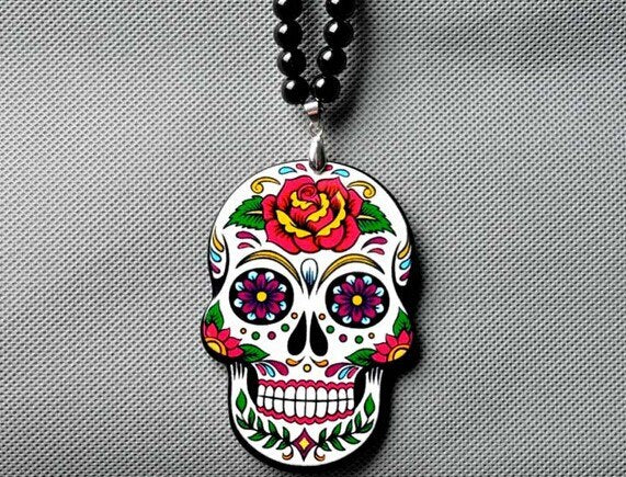 punk hip hop Mexican tattoo skull pendant necklace charm men women skeleton imitation pearl necklace jewelry sale