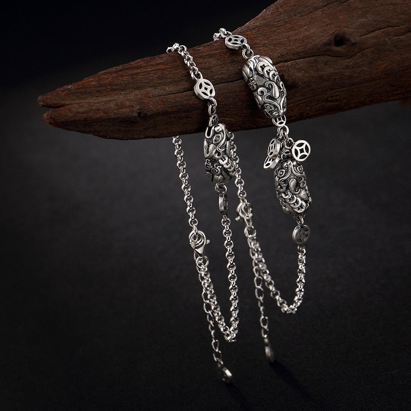 pure silver fortune restoring ancient ways the mythical wild animal character joker woman bracelet   agents