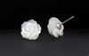 real. 925 Sterling Silver White Natural Shell Carved Rose Flower White Earrings Stud 10MM 8mm GTLE236