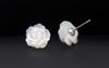 real. 925 Sterling Silver White Natural Shell Carved Rose Flower White Earrings Stud 10MM 8mm GTLE236
