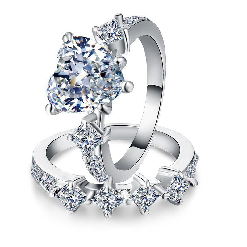 red. White sapphire ring [fashion empire full of lucky grass] copper plated silver party party ring stainless steel jewelry