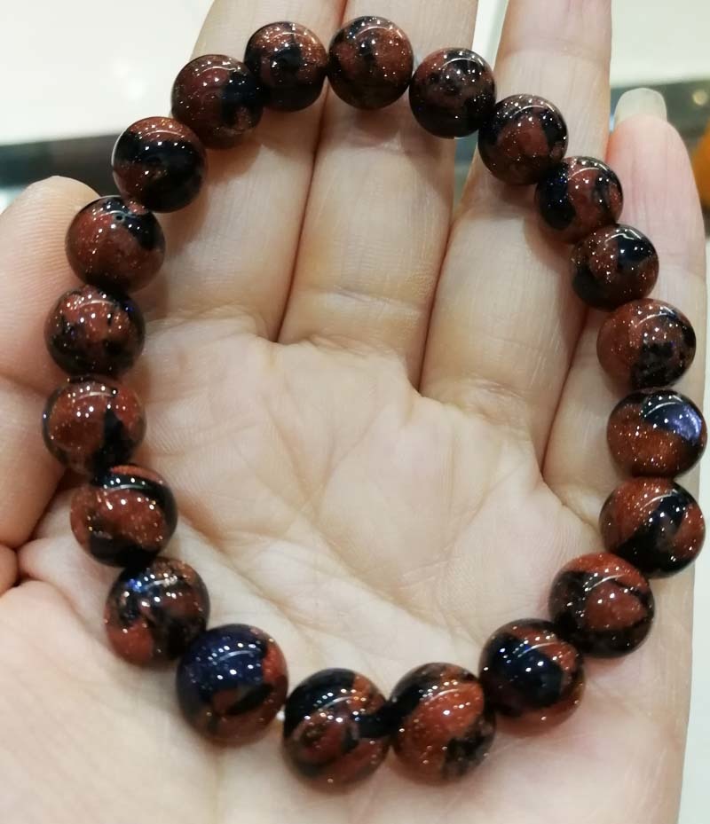 red black agate round 10mm bracelet 7.5inch   beads nature