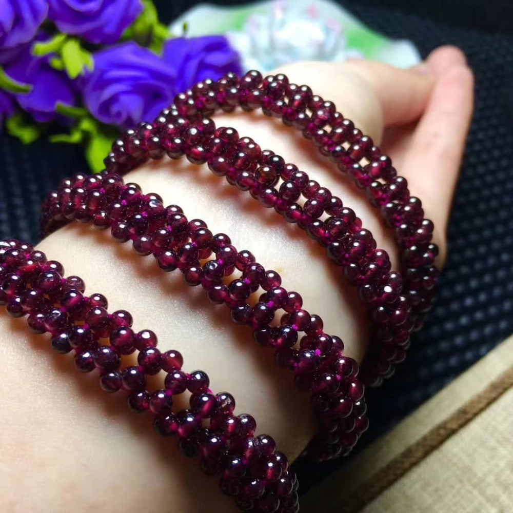 red garnet round 3mm bracelet 8inch   beads nature