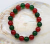 red green jade round 10mm bracelet 7.5inch   beads nature