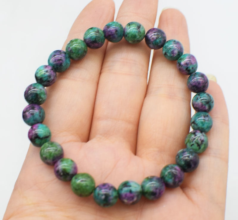 red green ruby jade round 6/8/10/12mm bracelet 7.5inch   beads nature