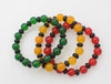 red/gren/yellow jade round 10mm and black agate roundel 8*4mm bracelet 7.5inch   beads nature