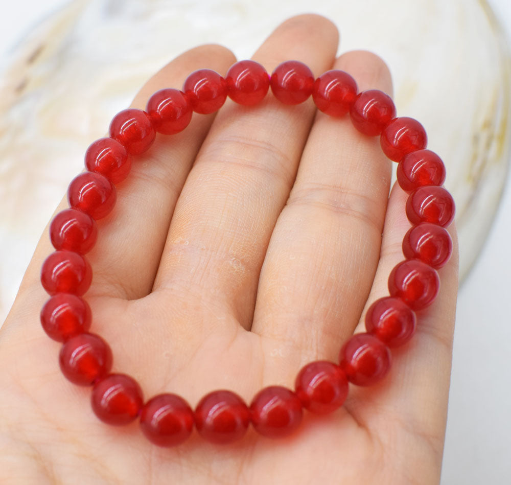 red jade round 6/8/10/12mm bracelet 7.5inch   beads nature