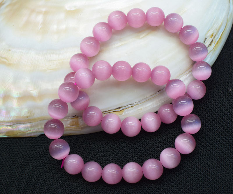 red/pink/green /blue cateye agate round 10mm bracelet 7.5inch   beads nature FPPJ