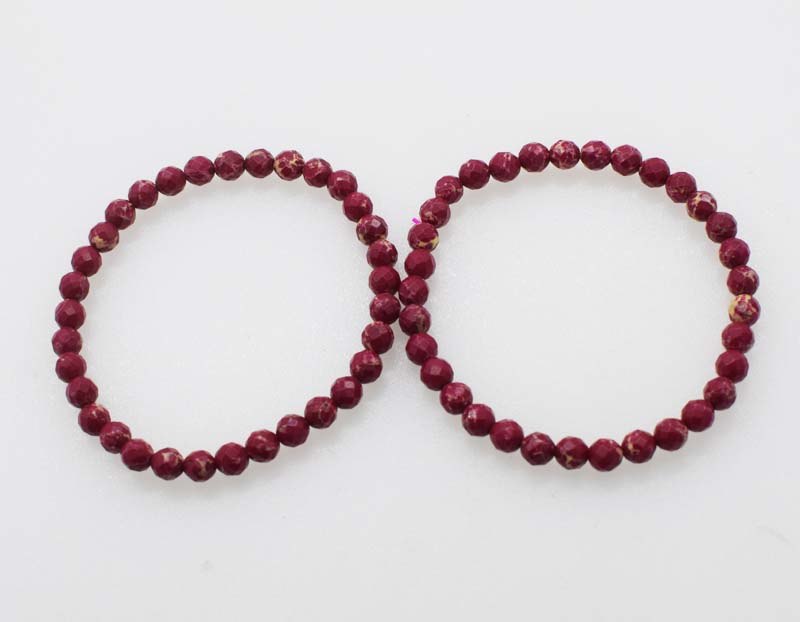 red/purple/green round faceted round jade 6mm bracelet 7.5inch   beads nature