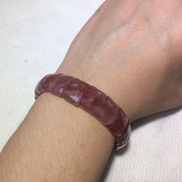 red strawberry quartz stone beads bracelet natural gemstone bangle for woman for gift   !