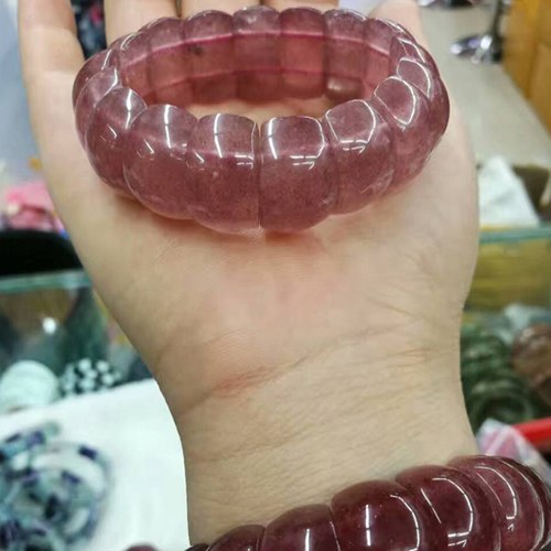 red strawberry quartz stone beads bracelet natural gemstone bracelet for woman for gift   !