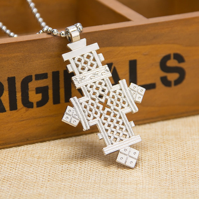 religious alloy African Cross Pendant Necklace Ethiopian Women Trendy Cross Chain Jewelry