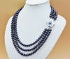 romantic. sweet. 8MM AAA 3 rows of natural black pearl necklace. The most classic gift for ladies