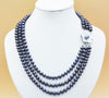 romantic. sweet. 8MM AAA 3 rows of natural black pearl necklace. The most classic gift for ladies