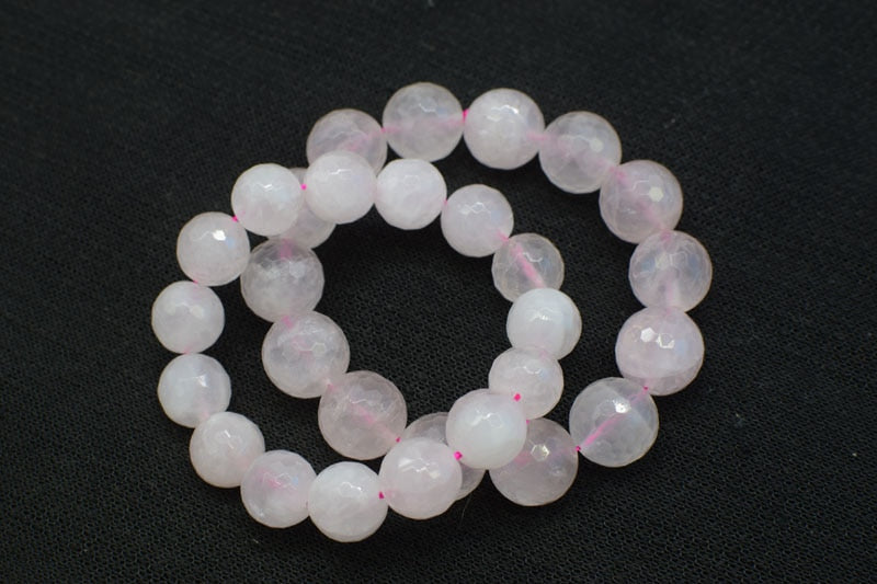 rose quartz faceted round 8/10/12/14mm bracelet 7.5inch   beads nature