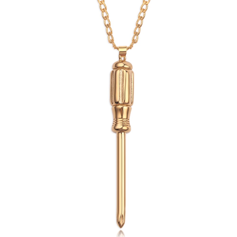 screwdriver tool pendant necklace gold color cuba chain necklaces jewelry accessories